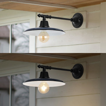 Bonner 12" Farmhouse Industrial Indoor/Outdoor Iron LED Victorian Arm Outdoor Sconce - JONATHAN Y